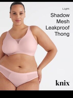 (9) NWT Knix Light Shadow Mesh Leakproof Thong - Light Pink